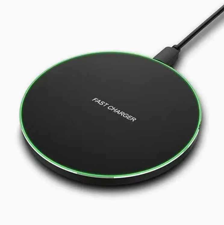 Universal 15W Wireless Charging Pad Fast Charger Portable Round Aluminium Alloy 10W LED Light Wireless Chargers