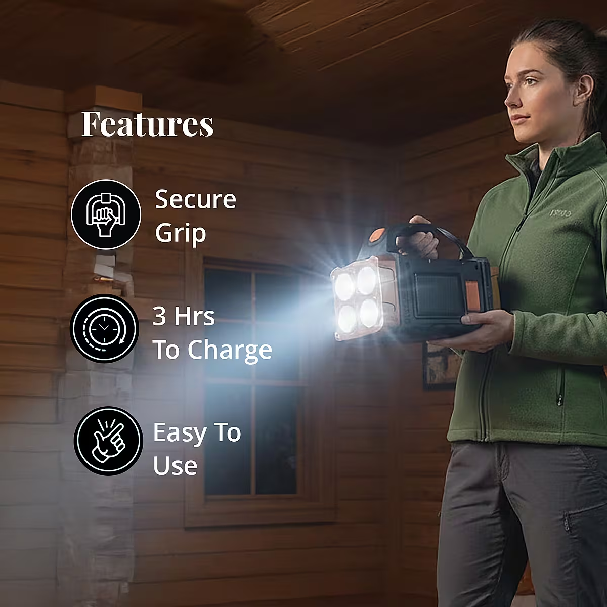 COB Multi-functional Solar Charging Outdoor Emergency Searchlight - Red