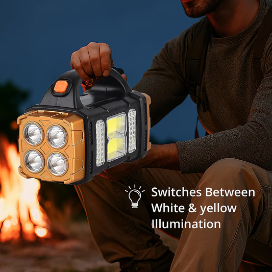 COB Multi-functional Solar Charging Outdoor Emergency Searchlight - Red