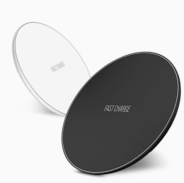 Universal 15W Wireless Charging Pad Fast Charger Portable Round Aluminium Alloy 10W LED Light Wireless Chargers