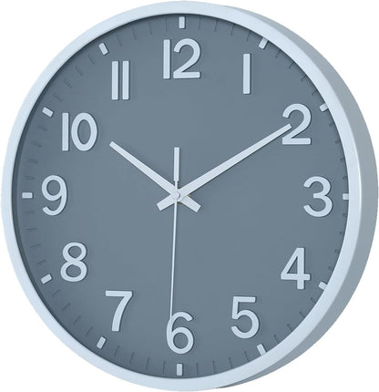 Wall Clocks Battery Operated 8 inch Modern Wall Clock,Silent Non Ticking Wall Clock for Living Room Bedroom Kitchen Office Classroom Decor (Gray White)
