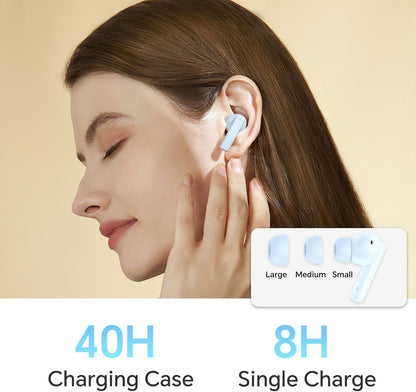 Hybrid Active Noise Cancelling Earbuds with 45dB.Waterproof Wireless Bluetooth Ear Buds.in-Ear Earphones with AI Clear Call Mics.40H Playtime.Bass Stereo for iPhone.Android.Pad-White